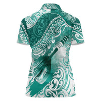 Personalised New Zealand Aotearoa Darts Masters Women Polo Shirt Maori Art Tattoo with Tribal Dart Symbol Teal Color LT03 - Polynesian Pride
