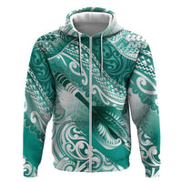 Personalised New Zealand Aotearoa Darts Masters Zip Hoodie Maori Art Tattoo with Tribal Dart Symbol Teal Color LT03 Zip Hoodie Teal - Polynesian Pride