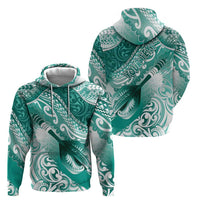 Personalised New Zealand Aotearoa Darts Masters Zip Hoodie Maori Art Tattoo with Tribal Dart Symbol Teal Color LT03 - Polynesian Pride