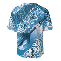 Personalised New Zealand Aotearoa Darts Masters Baseball Jersey Maori Art Tattoo with Tribal Dart Symbol Blue - Polynesian Pride