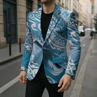 Personalised New Zealand Aotearoa Darts Masters Blazer Maori Art Tattoo with Tribal Dart Symbol Blue - Polynesian Pride