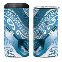 Personalised New Zealand Aotearoa Darts Masters 4 in 1 Can Cooler Tumbler Maori Art Tattoo with Tribal Dart Symbol Blue LT03 One Size: 16 oz Blue - Polynesian Pride
