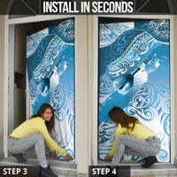 Personalised New Zealand Aotearoa Darts Masters Door Cover Maori Art Tattoo with Tribal Dart Symbol Blue LT03 - Polynesian Pride