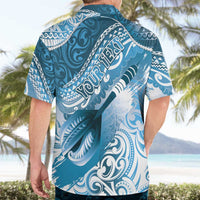 Personalised New Zealand Aotearoa Darts Masters Hawaiian Shirt Maori Art Tattoo with Tribal Dart Symbol Blue LT03 - Polynesian Pride