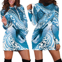 Personalised New Zealand Aotearoa Darts Masters Hoodie Dress Maori Art Tattoo with Tribal Dart Symbol Blue LT03 - Polynesian Pride