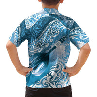 Personalised New Zealand Aotearoa Darts Masters Kid Hawaiian Shirt Maori Art Tattoo with Tribal Dart Symbol Blue LT03 - Polynesian Pride