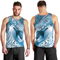 Personalised New Zealand Aotearoa Darts Masters Men Tank Top Maori Art Tattoo with Tribal Dart Symbol Blue LT03 - Polynesian Pride