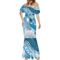 Personalised New Zealand Aotearoa Darts Masters Mermaid Dress Maori Art Tattoo with Tribal Dart Symbol Blue LT03 - Polynesian Pride