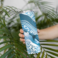 Personalised New Zealand Aotearoa Darts Masters Skinny Tumbler Maori Art Tattoo with Tribal Dart Symbol Blue LT03 - Polynesian Pride