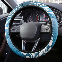 New Zealand Aotearoa Darts Masters Steering Wheel Cover Maori Art Tattoo with Tribal Dart Symbol Blue LT03 - Polynesian Pride