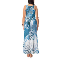Personalised New Zealand Aotearoa Darts Masters Tank Maxi Dress Maori Art Tattoo with Tribal Dart Symbol Blue LT03 - Polynesian Pride