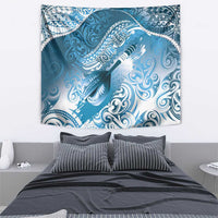 Personalised New Zealand Aotearoa Darts Masters Tapestry Maori Art Tattoo with Tribal Dart Symbol Blue - Polynesian Pride