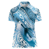 Personalised New Zealand Aotearoa Darts Masters Women Polo Shirt Maori Art Tattoo with Tribal Dart Symbol Blue LT03 Female Blue - Polynesian Pride