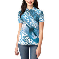 Personalised New Zealand Aotearoa Darts Masters Women Polo Shirt Maori Art Tattoo with Tribal Dart Symbol Blue LT03 - Polynesian Pride