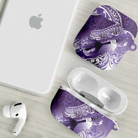 Personalised New Zealand Aotearoa Darts Masters AirPods Case Maori Art Tattoo with Tribal Dart Symbol Purple LT03 - Polynesian Pride