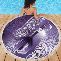 Personalised New Zealand Aotearoa Darts Masters Beach Blanket Maori Art Tattoo with Tribal Dart Symbol Purple LT03 - Polynesian Pride