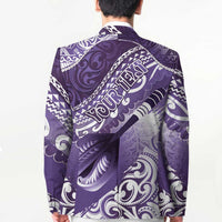 Personalised New Zealand Aotearoa Darts Masters Blazer Maori Art Tattoo with Tribal Dart Symbol Purple LT03 - Polynesian Pride