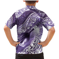 Personalised New Zealand Aotearoa Darts Masters Family Matching Mermaid Dress and Hawaiian Shirt Maori Art Tattoo with Tribal Dart Symbol Purple LT03 - Polynesian Pride