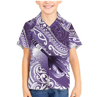 Personalised New Zealand Aotearoa Darts Masters Family Matching Mermaid Dress and Hawaiian Shirt Maori Art Tattoo with Tribal Dart Symbol Purple LT03 Son's Shirt Purple - Polynesian Pride