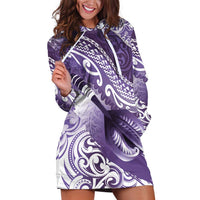 Personalised New Zealand Aotearoa Darts Masters Hoodie Dress Maori Art Tattoo with Tribal Dart Symbol Purple LT03 Purple - Polynesian Pride