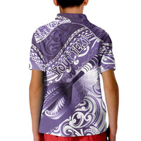 Personalised New Zealand Aotearoa Darts Masters Kid Polo Shirt Maori Art Tattoo with Tribal Dart Symbol Purple LT03 - Polynesian Pride