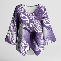 Personalised New Zealand Aotearoa Darts Masters Kimono Sleeve Blouse Maori Art Tattoo with Tribal Dart Symbol Purple LT03 Female Purple - Polynesian Pride