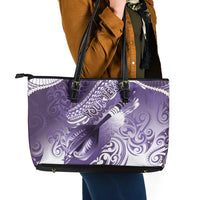 Personalised New Zealand Aotearoa Darts Masters Leather Tote Bag Maori Art Tattoo with Tribal Dart Symbol Purple LT03 - Polynesian Pride
