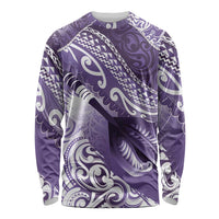 Personalised New Zealand Aotearoa Darts Masters Long Sleeve Shirt Maori Art Tattoo with Tribal Dart Symbol Purple LT03 Unisex Purple - Polynesian Pride