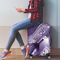 Personalised New Zealand Aotearoa Darts Masters Luggage Cover Maori Art Tattoo with Tribal Dart Symbol Purple LT03 - Polynesian Pride