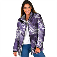 Personalised New Zealand Aotearoa Darts Masters Padded Jacket Maori Art Tattoo with Tribal Dart Symbol Purple LT03 Women Purple - Polynesian Pride