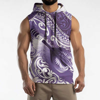 Personalised New Zealand Aotearoa Darts Masters Sleeveless Hoodie Maori Art Tattoo with Tribal Dart Symbol Purple LT03 - Polynesian Pride