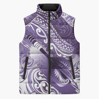 Personalised New Zealand Aotearoa Darts Masters Sleeveless Puffer Jacket Maori Art Tattoo with Tribal Dart Symbol Purple LT03 Unisex Purple - Polynesian Pride