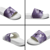 Personalised New Zealand Aotearoa Darts Masters Slide Sandals Maori Art Tattoo with Tribal Dart Symbol Purple LT03 - Polynesian Pride