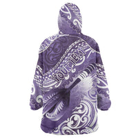 Personalised New Zealand Aotearoa Darts Masters Wearable Blanket Hoodie Maori Art Tattoo with Tribal Dart Symbol Purple LT03 - Polynesian Pride