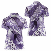 Personalised New Zealand Aotearoa Darts Masters Women Polo Shirt Maori Art Tattoo with Tribal Dart Symbol Purple LT03 - Polynesian Pride