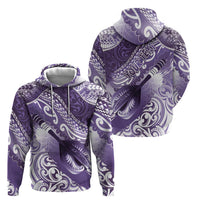 Personalised New Zealand Aotearoa Darts Masters Zip Hoodie Maori Art Tattoo with Tribal Dart Symbol Purple LT03 - Polynesian Pride