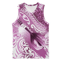 Personalised New Zealand Aotearoa Darts Masters Basketball Jersey Maori Art Tattoo with Tribal Dart Symbol Pink LT03 Unisex Pink - Polynesian Pride