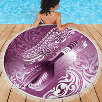 Personalised New Zealand Aotearoa Darts Masters Beach Blanket Maori Art Tattoo with Tribal Dart Symbol Pink - Polynesian Pride
