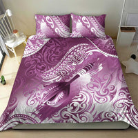 Personalised New Zealand Aotearoa Darts Masters Bedding Set Maori Art Tattoo with Tribal Dart Symbol Pink - Polynesian Pride