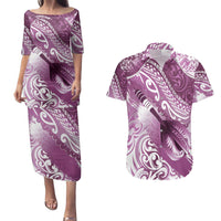 Personalised New Zealand Aotearoa Darts Masters Couples Matching Puletasi and Hawaiian Shirt Maori Art Tattoo with Tribal Dart Symbol Pink LT03 Pink - Polynesian Pride