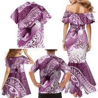 Personalised New Zealand Aotearoa Darts Masters Family Matching Mermaid Dress and Hawaiian Shirt Maori Art Tattoo with Tribal Dart Symbol Pink LT03 - Polynesian Pride