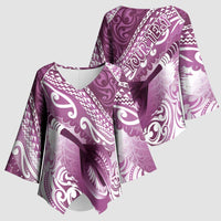 Personalised New Zealand Aotearoa Darts Masters Kimono Sleeve Blouse Maori Art Tattoo with Tribal Dart Symbol Pink LT03 - Polynesian Pride
