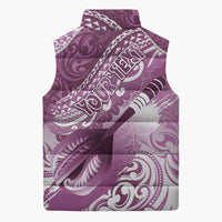 Personalised New Zealand Aotearoa Darts Masters Sleeveless Puffer Jacket Maori Art Tattoo with Tribal Dart Symbol Pink LT03 - Polynesian Pride
