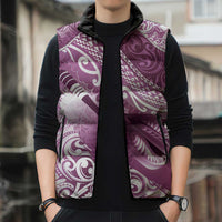 Personalised New Zealand Aotearoa Darts Masters Sleeveless Puffer Jacket Maori Art Tattoo with Tribal Dart Symbol Pink LT03 - Polynesian Pride