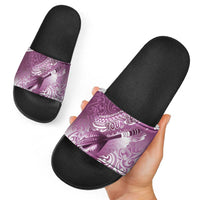 Personalised New Zealand Aotearoa Darts Masters Slide Sandals Maori Art Tattoo with Tribal Dart Symbol Pink LT03 - Polynesian Pride