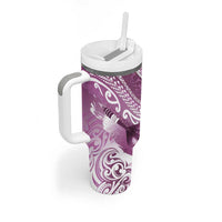 Personalised New Zealand Aotearoa Darts Masters Tumbler With Handle Maori Art Tattoo with Tribal Dart Symbol Pink LT03 - Polynesian Pride