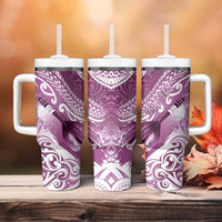 Personalised New Zealand Aotearoa Darts Masters Tumbler With Handle Maori Art Tattoo with Tribal Dart Symbol Pink LT03 - Polynesian Pride