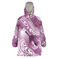 Personalised New Zealand Aotearoa Darts Masters Wearable Blanket Hoodie Maori Art Tattoo with Tribal Dart Symbol Pink LT03 One Size Pink - Polynesian Pride
