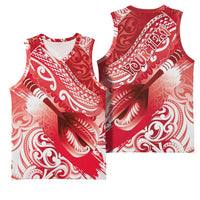 Personalised New Zealand Aotearoa Darts Masters Basketball Jersey Maori Art Tattoo with Tribal Dart Symbol Red LT03 - Polynesian Pride