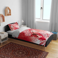 Personalised New Zealand Aotearoa Darts Masters Bedding Set Maori Art Tattoo with Tribal Dart Symbol Red - Polynesian Pride